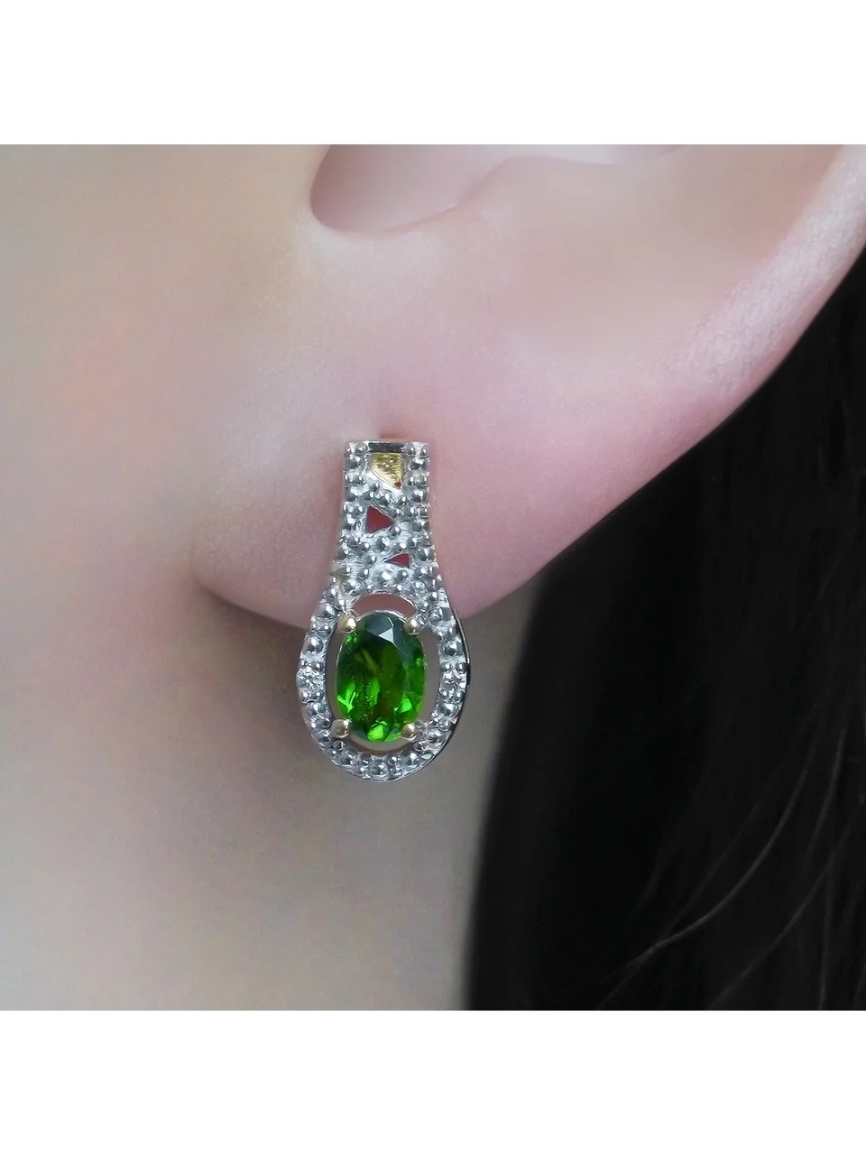 Uzuk Kumush 925 Granat Oq Topaz (tilla yugurtirilgan), rasm 5
