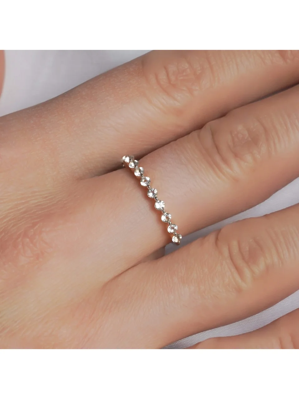 Uzuk Kumush 925 Oq Topaz (Tilla Yugurtirilgan), rasm 5