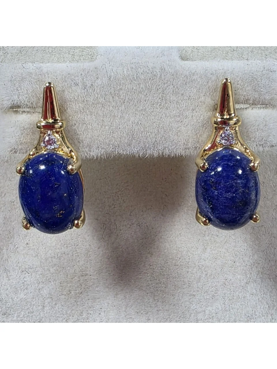 Серьги Серебро 925 Бадахшанский лазурит Белый циркон, фото 8