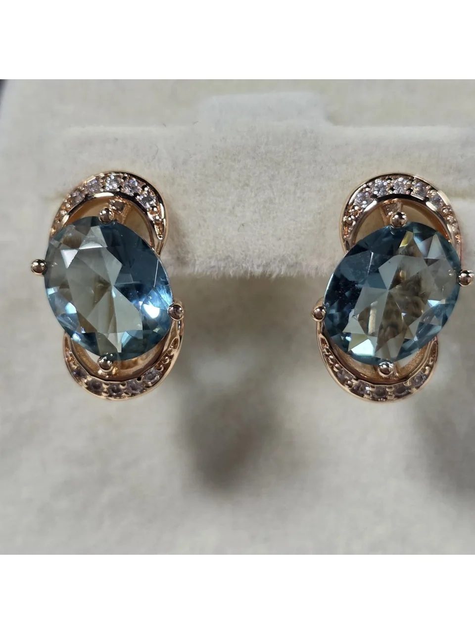 Серьги розовая позолота 18 карат, бижутерия, фото 2