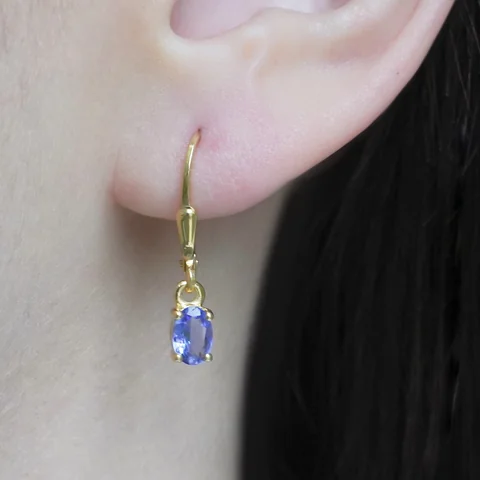 Серьги серебро 925 танзанит, позолота