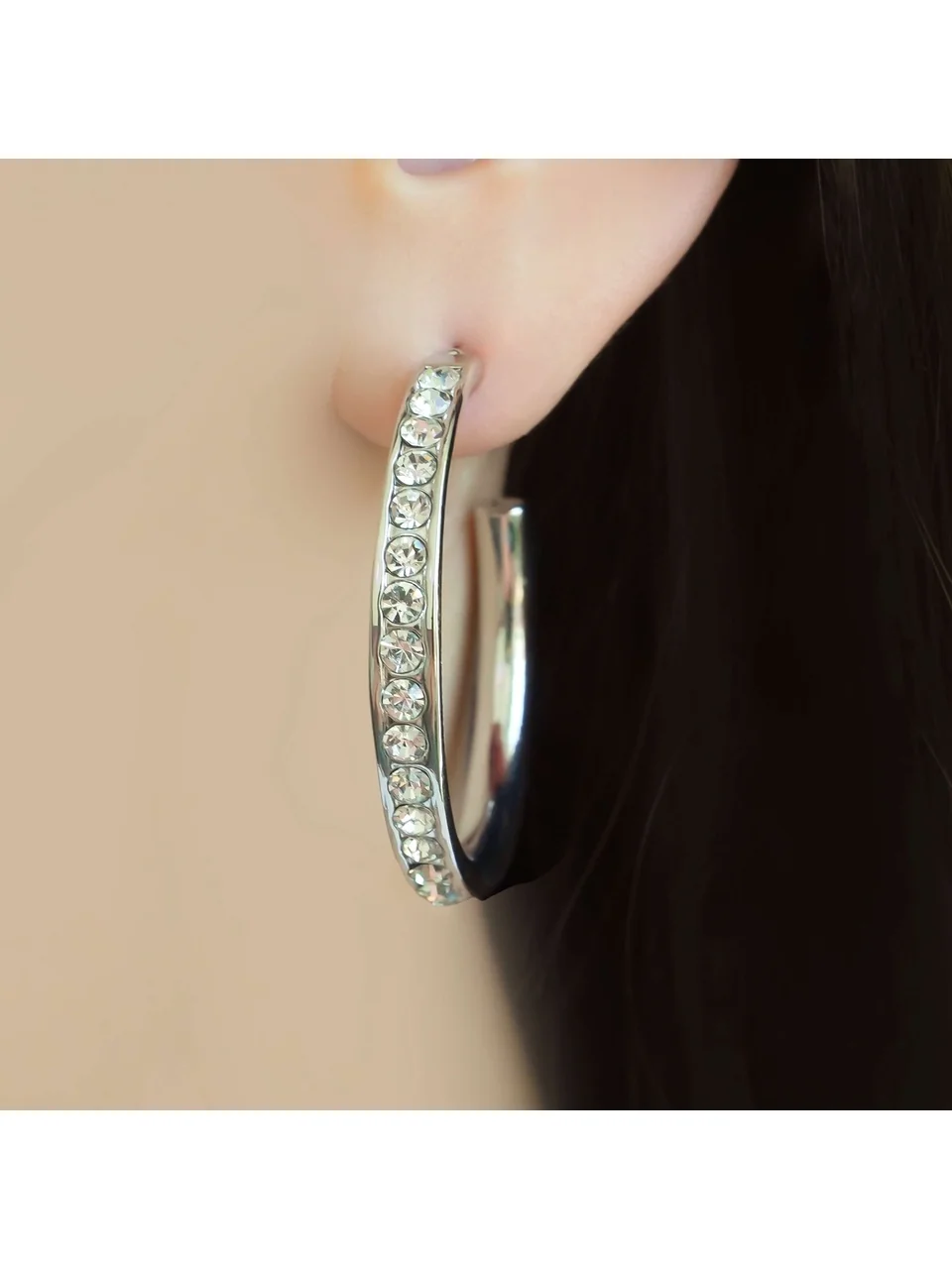 Серьги из сплава с кристаллами, позолота белым золотом 18K, фото 9