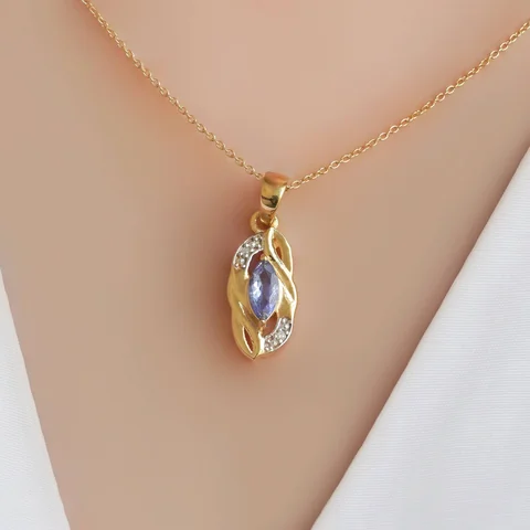 Ожерелье из серебра 925 с танзанитом, позолота