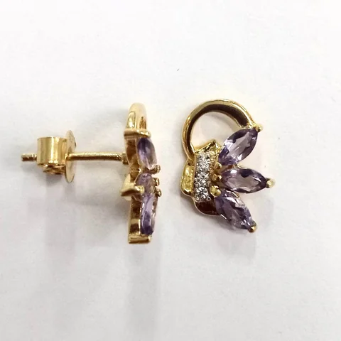 Серьги из стерлингового серебра 925 с александритом и фианитом Линде, позолота