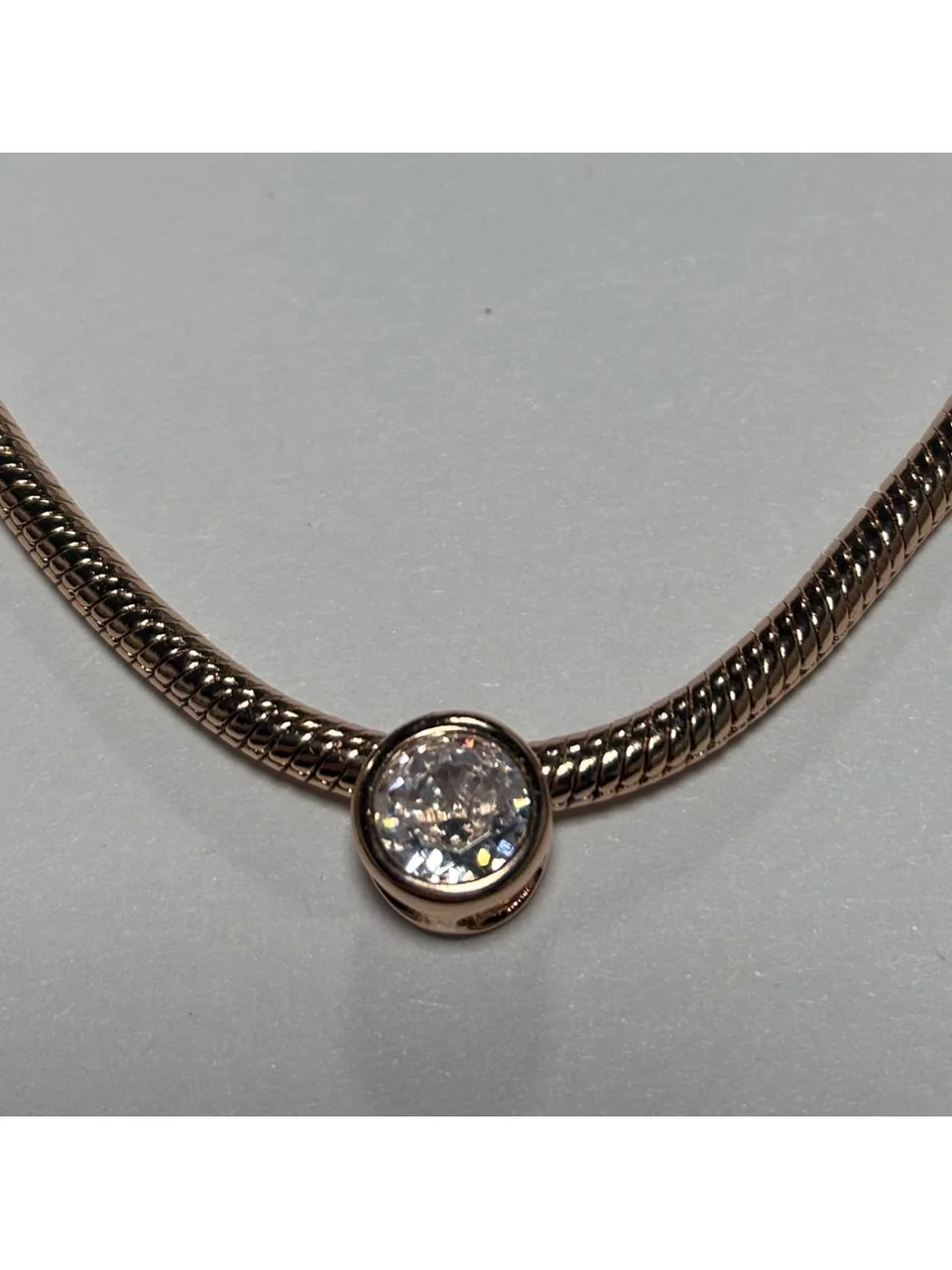 Цепь со вставкой, розовая позолота 18K, бижутерия, фото 7
