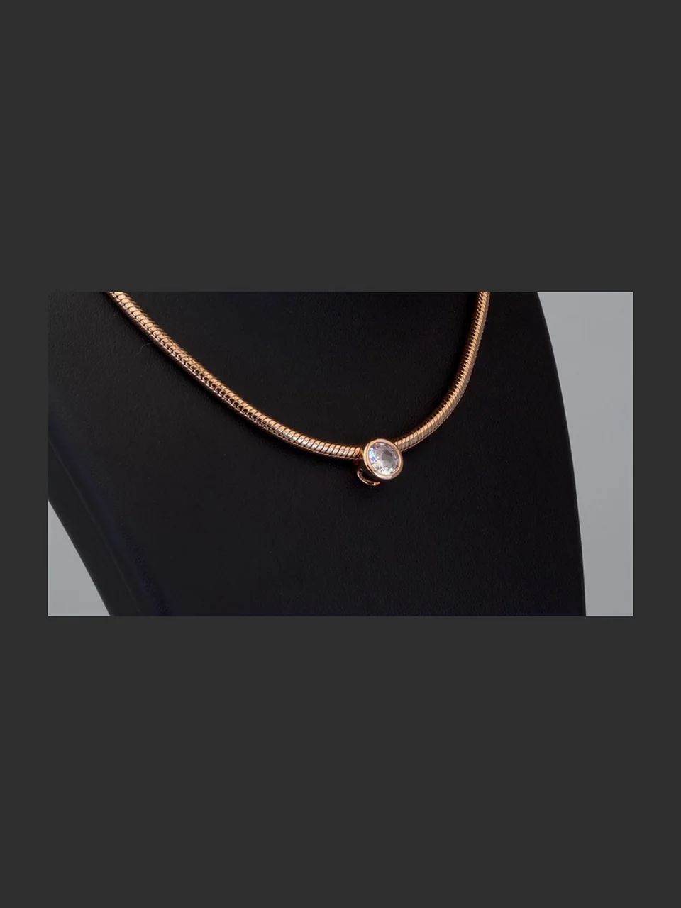 Цепь со вставкой, розовая позолота 18K, бижутерия, фото 8