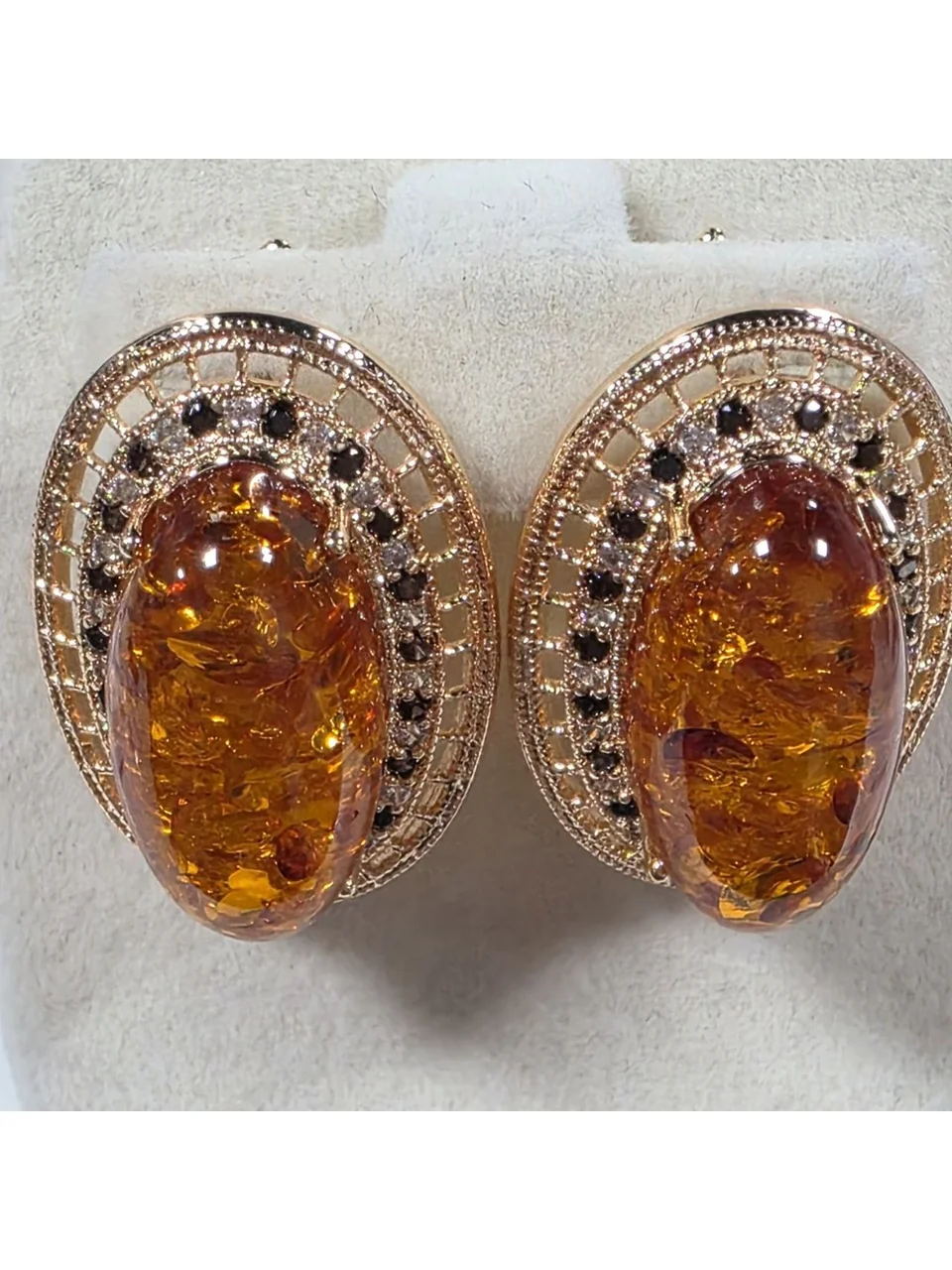 Серьги розовая позолота 18 карат, бижутерия, фото 3