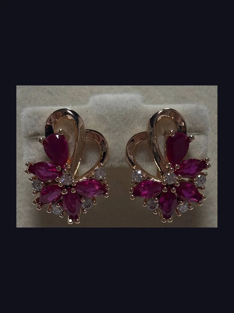 Серьги розовая позолота 18 карат, бижутерия, фото 2