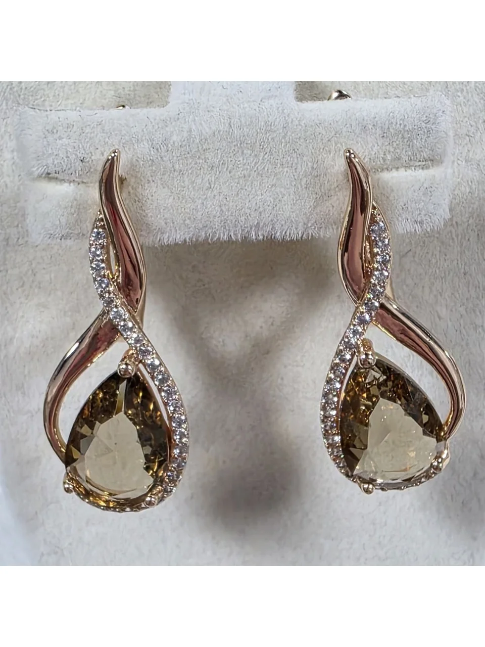 Серьги розовая позолота 18 карат, бижутерия, фото 4