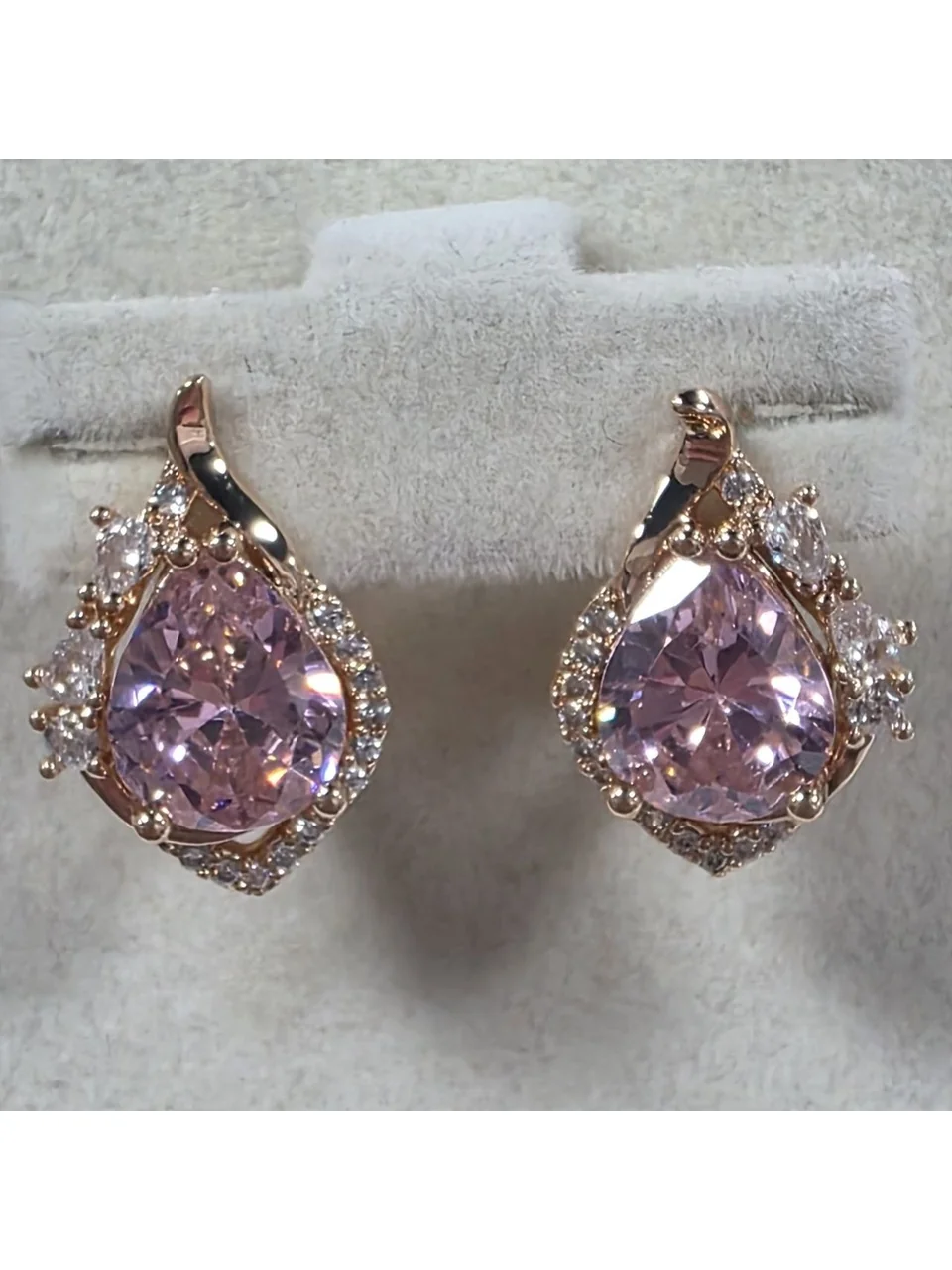 Серьги розовая позолота 18 карат, бижутерия, фото 4