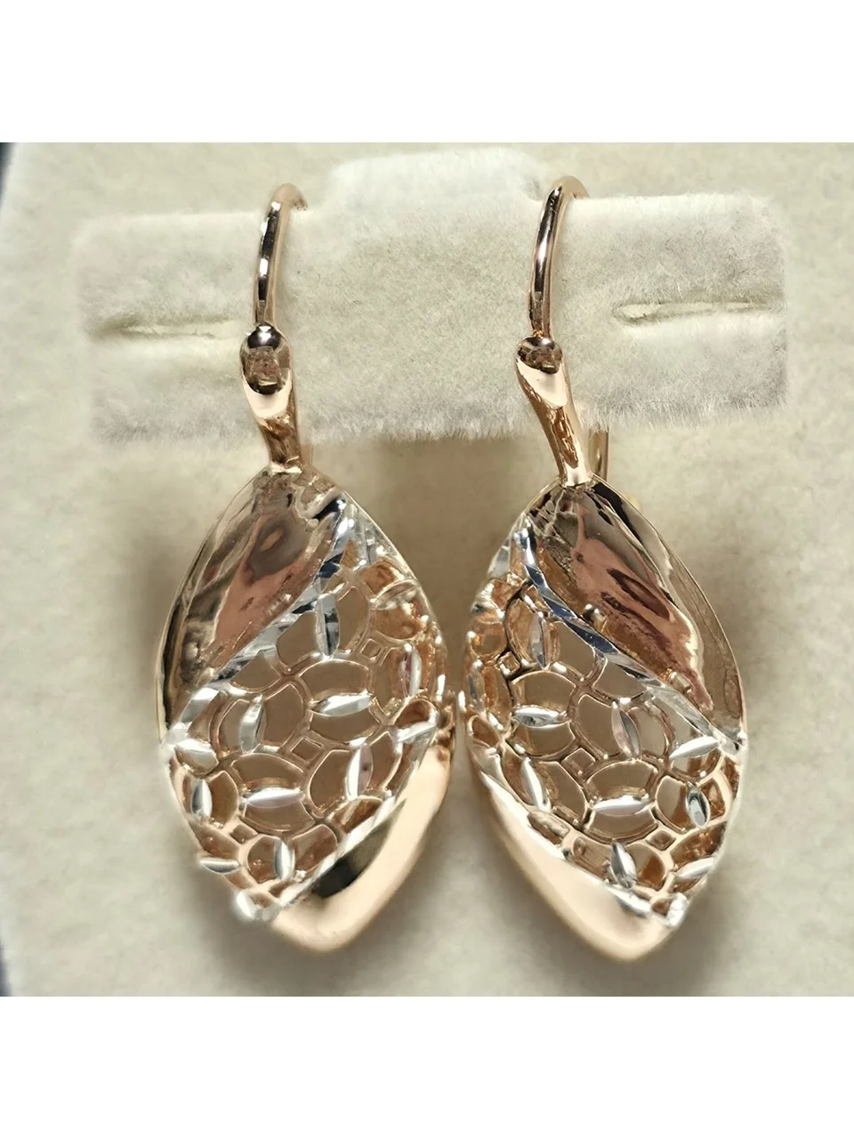 Серьги розовая позолота 18 карат, бижутерия, фото 7