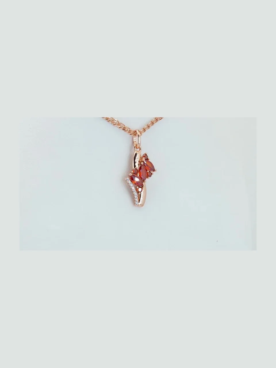 Marjon bijuteriya 18 karat pushti tilla yugurtirilgan qizil-to'q sariq tosh, rasm 13