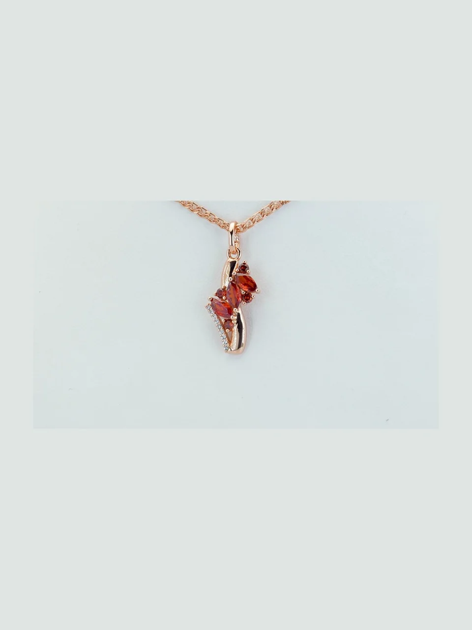 Marjon bijuteriya 18 karat pushti tilla yugurtirilgan qizil-to'q sariq tosh, rasm 14
