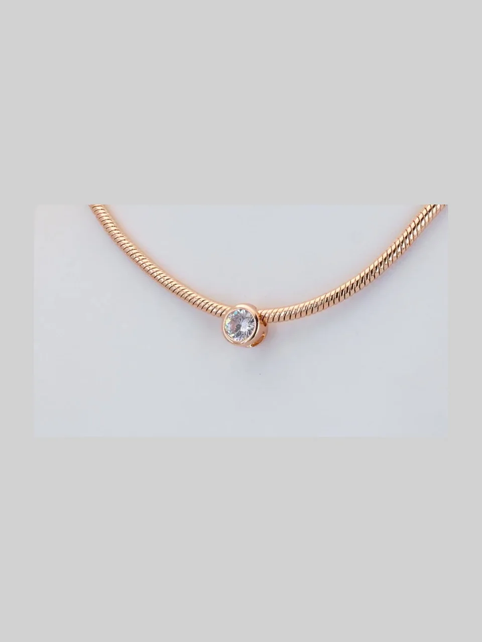 Цепь со вставкой, розовая позолота 18K, бижутерия, фото 9