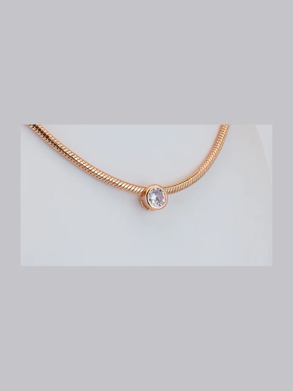 Цепь со вставкой, розовая позолота 18K, бижутерия, фото 10