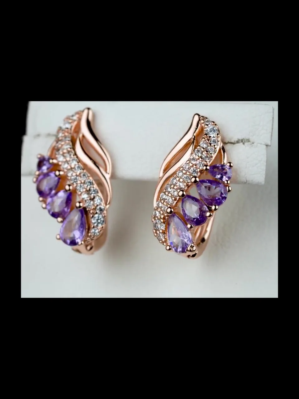 Серьги розовая позолота 18 карат, бижутерия, фото 11