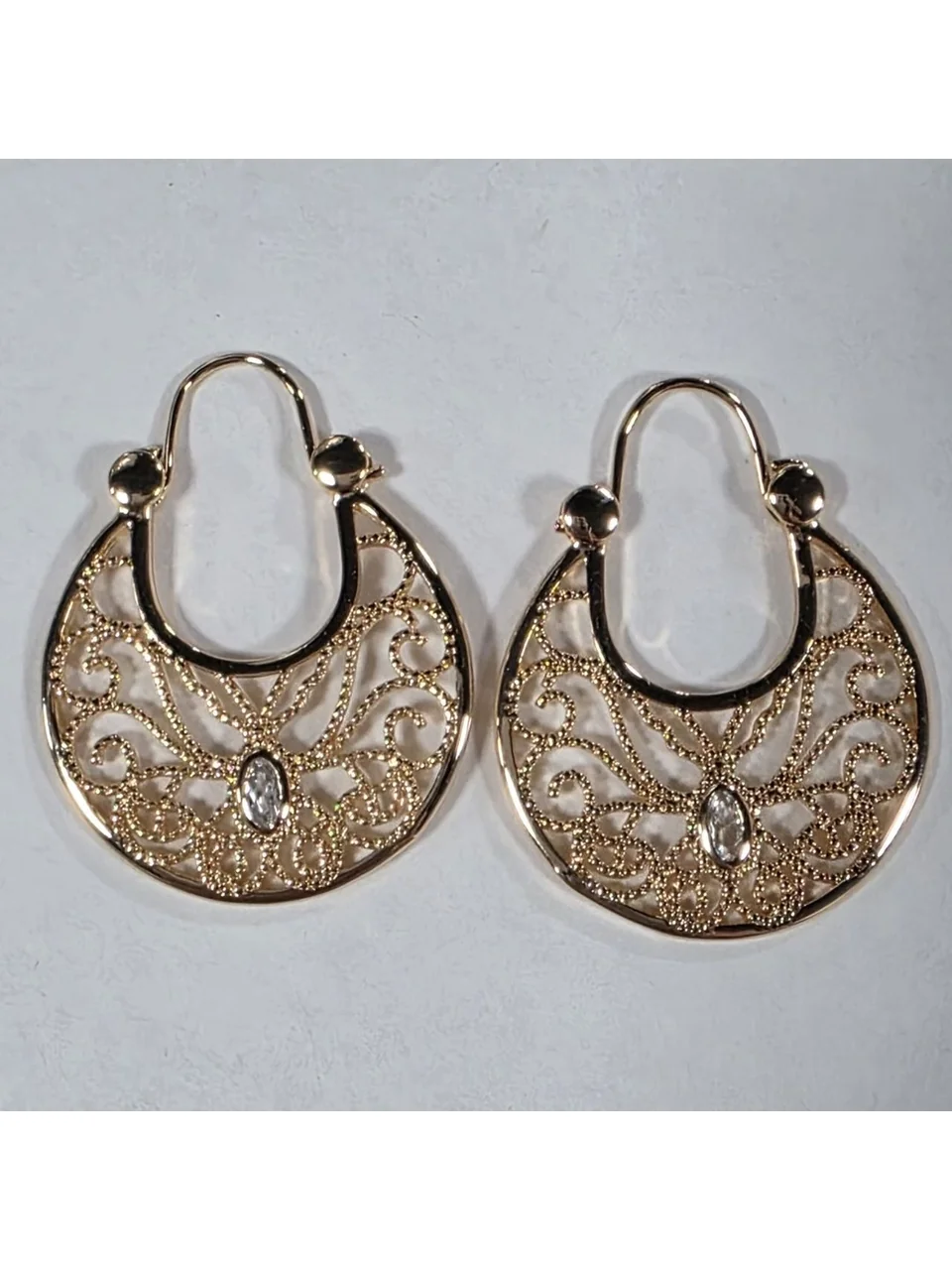 Ziraklar mis, pushti tilla yugurtirilgan, oq tosh, rasm 14