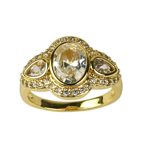 Uzuk Sariq tilla yugurtirilgan 18 karat Bijuteriya Fianit