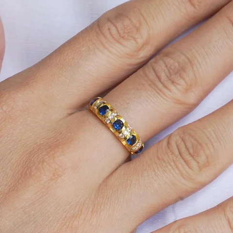 Uzuk Sariq tilla yugurtirilgan 18 karat Bijuteriya Fianit