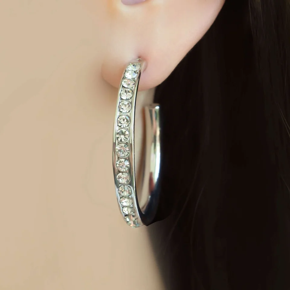 Серьги из сплава с кристаллами, позолота белым золотом 18K, фото 3