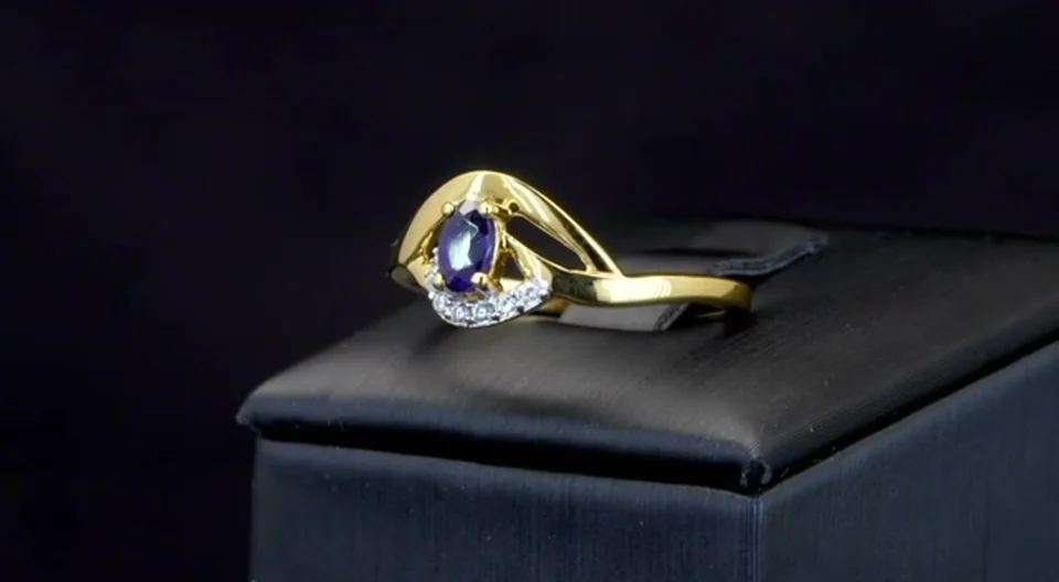 Uzuk Kumush 925 Madagaskar safir Oq tsirkon, rasm 5