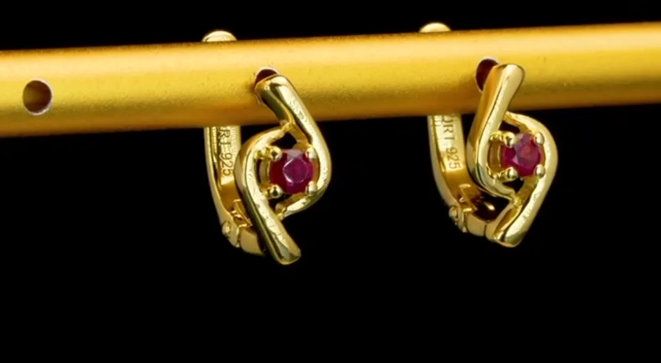 Серьги Серебро 925 Мозамбикский рубин, фото 2