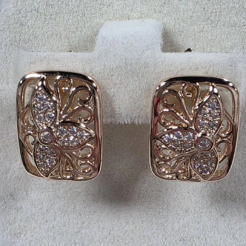 Серьги розовая позолота 18 карат, бижутерия, фото 11