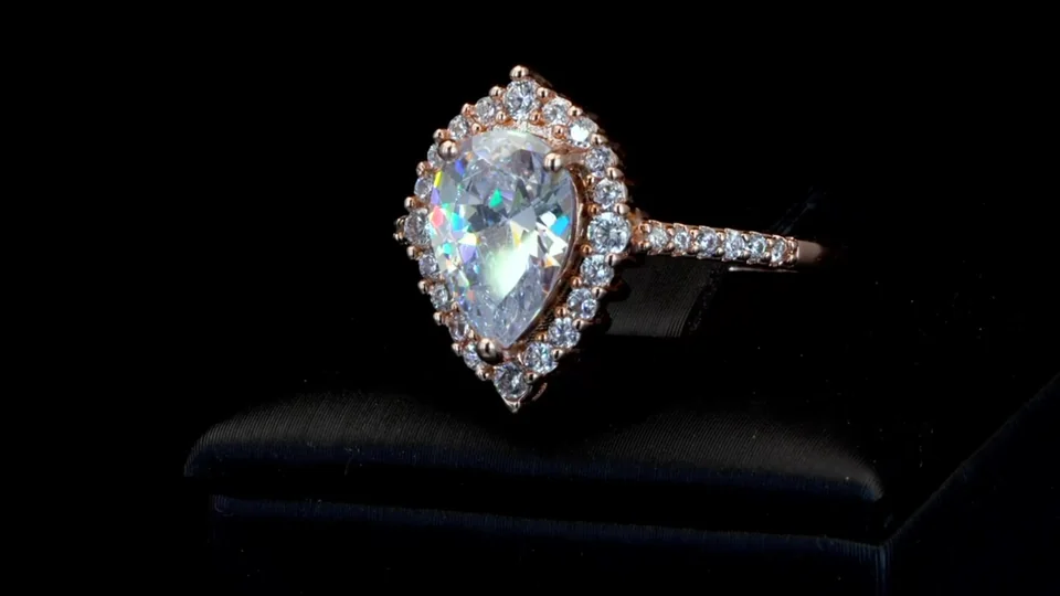 Ayollar uchuk bijuteriya, pushti oltin yugurtirilgan, oq toshli, rasm 9