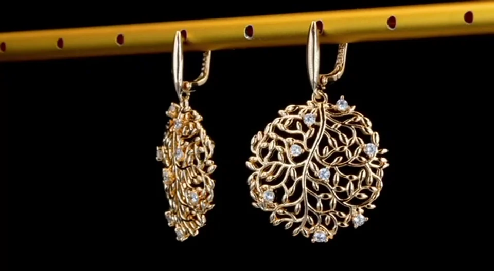 Серьги розовая позолота 18 карат, бижутерия, фото 11