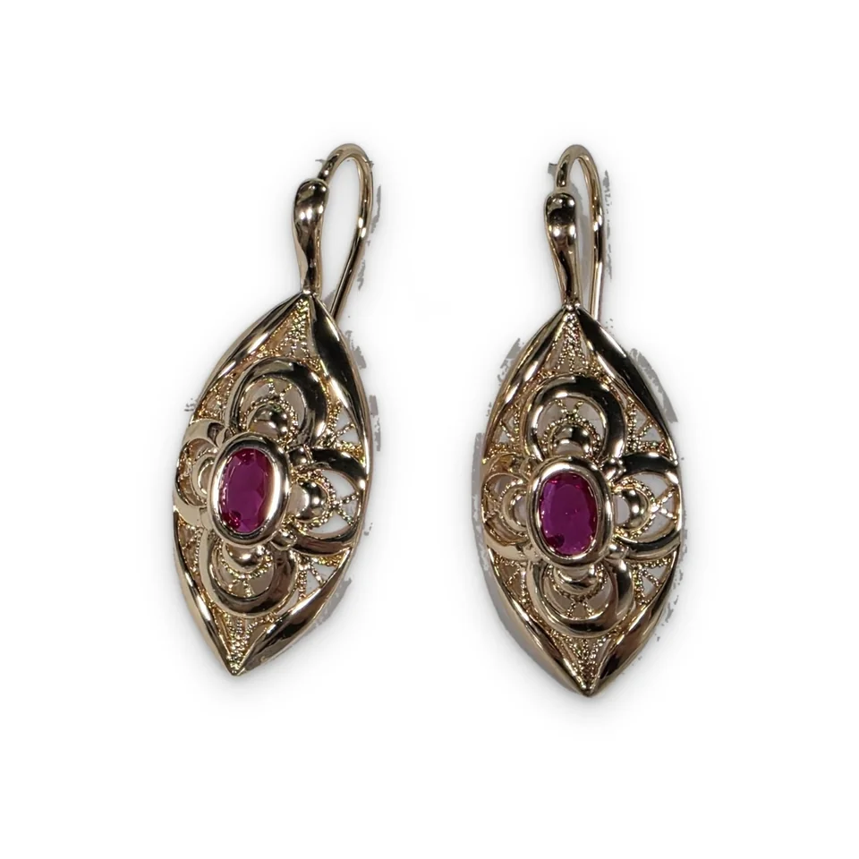 Серьги розовая позолота 18 карат, бижутерия, фото 4