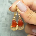 Серьги медь кристалл позолота 18К, фото 1