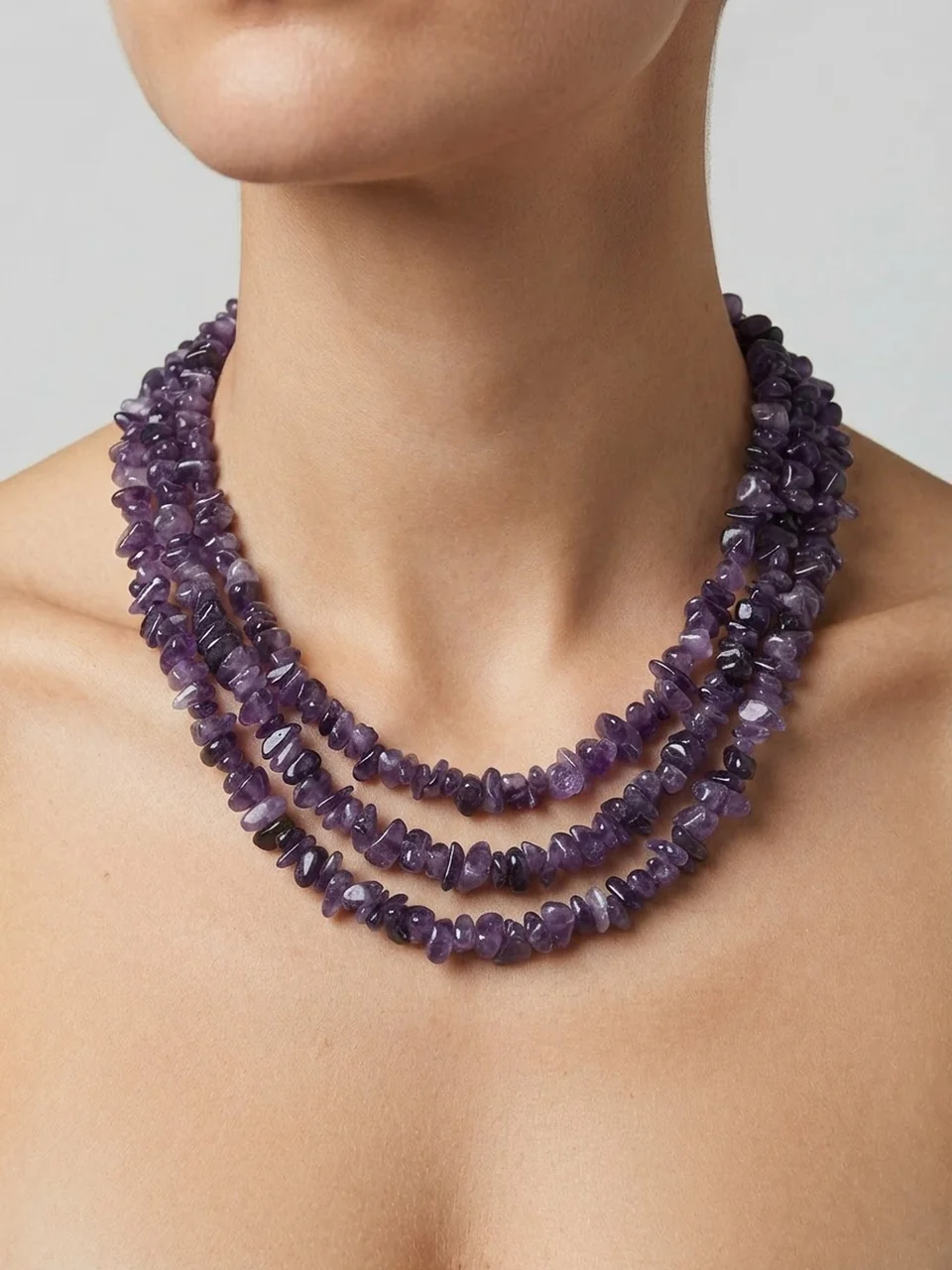 Amethyst tabiiy toshli marjon (A nav) 80sm, rasm 2