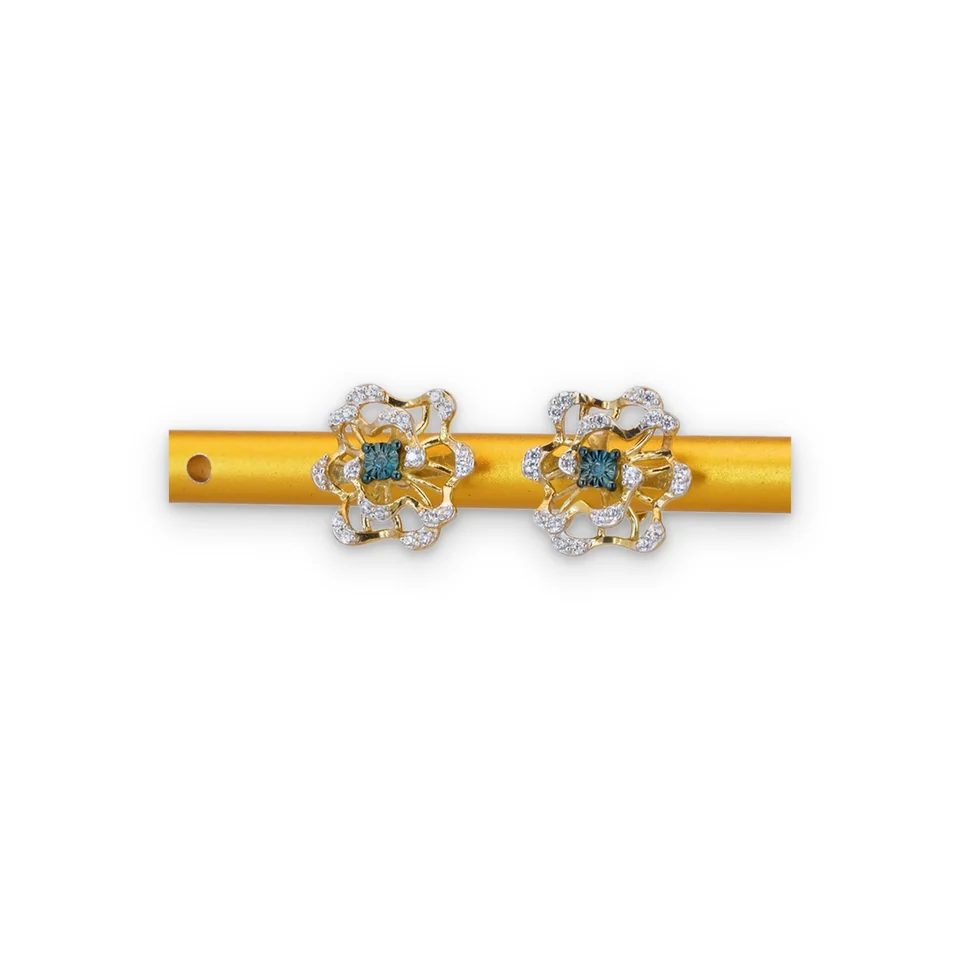 Серьги Серебро 925 Синий бриллиант Циркон Циркон (Позолота), фото 4