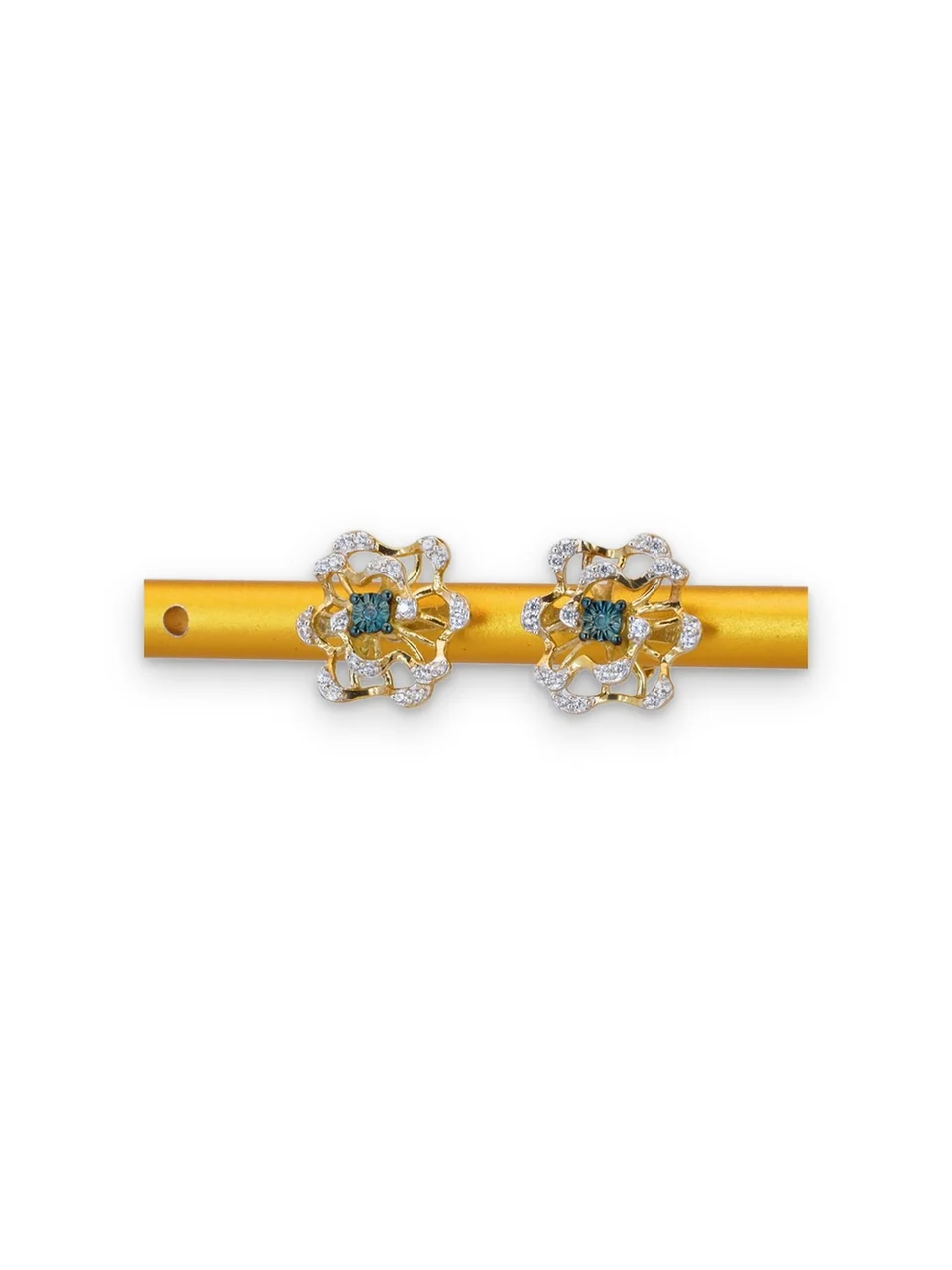 Серьги Серебро 925 Синий бриллиант Циркон Циркон (Позолота), фото 5
