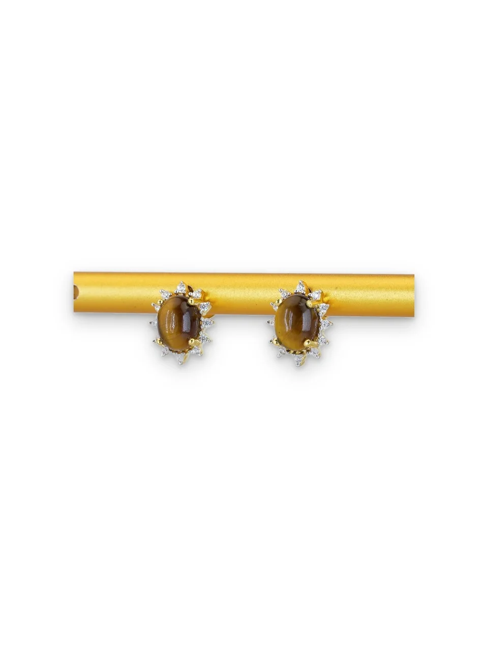 Серьги Серебро 925 Тигровый глаз Горы Брокман Белый циркон, фото 6