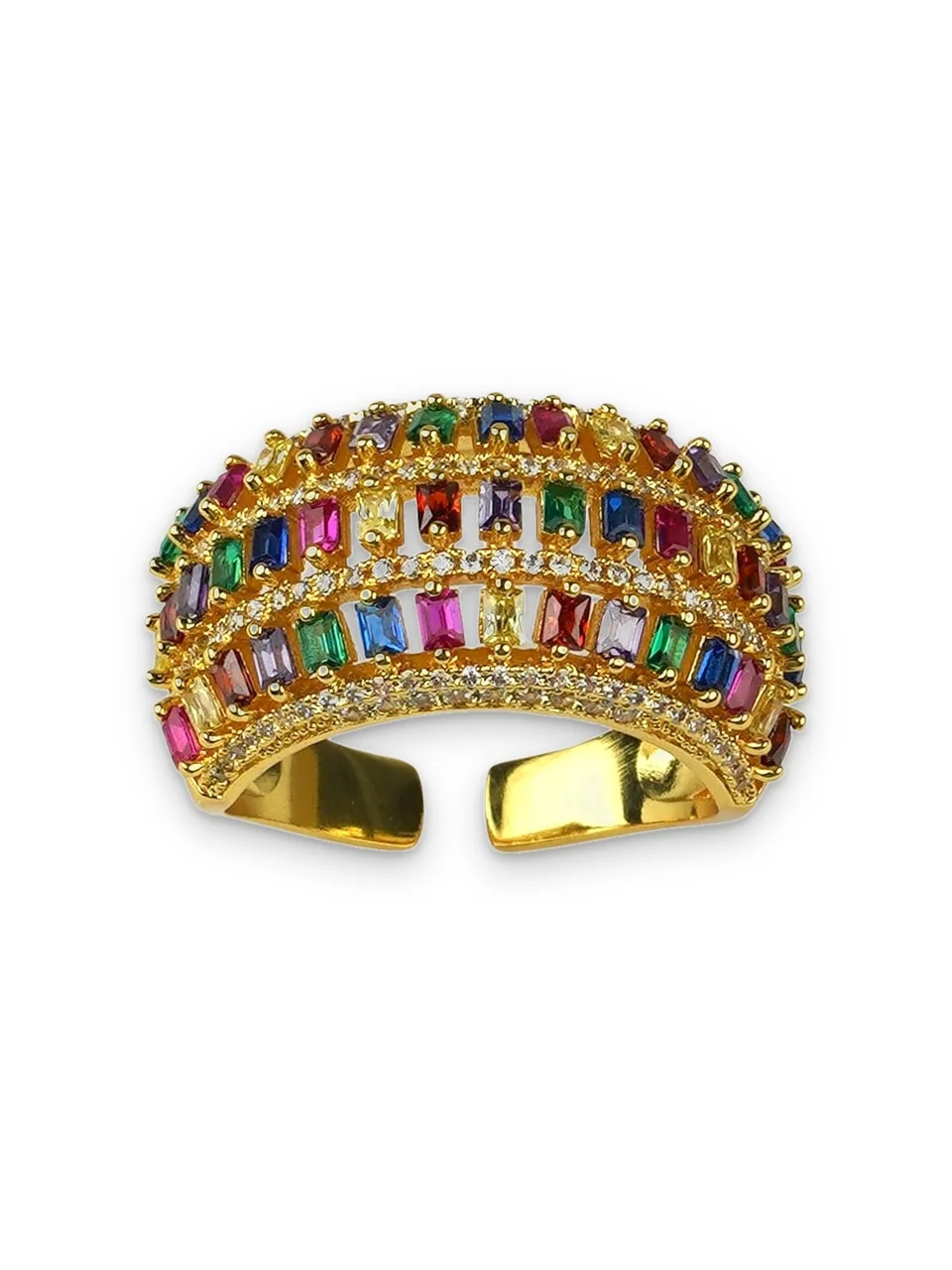 Кольцо бижутерия с фианитом, позолота 18K, фото 6