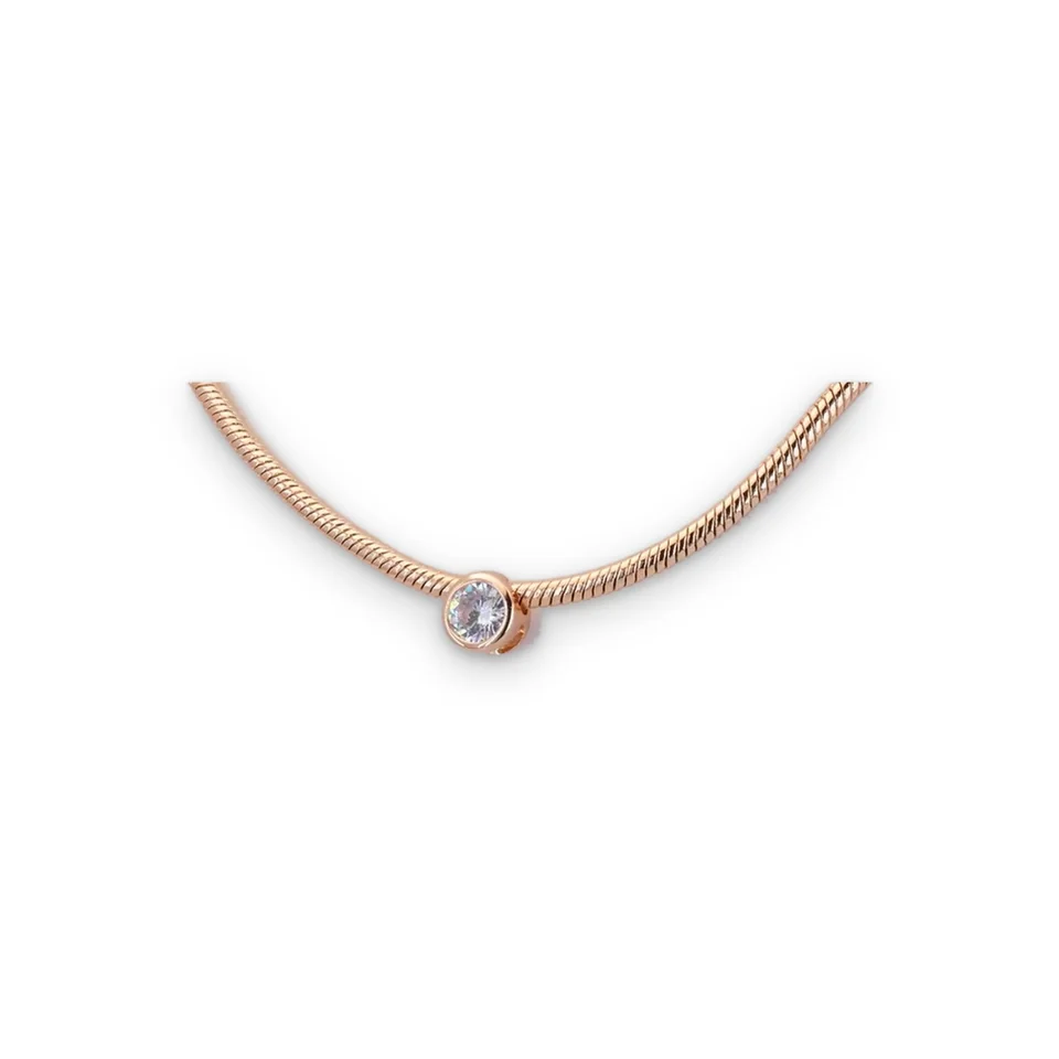 Цепь со вставкой, розовая позолота 18K, бижутерия, фото 5