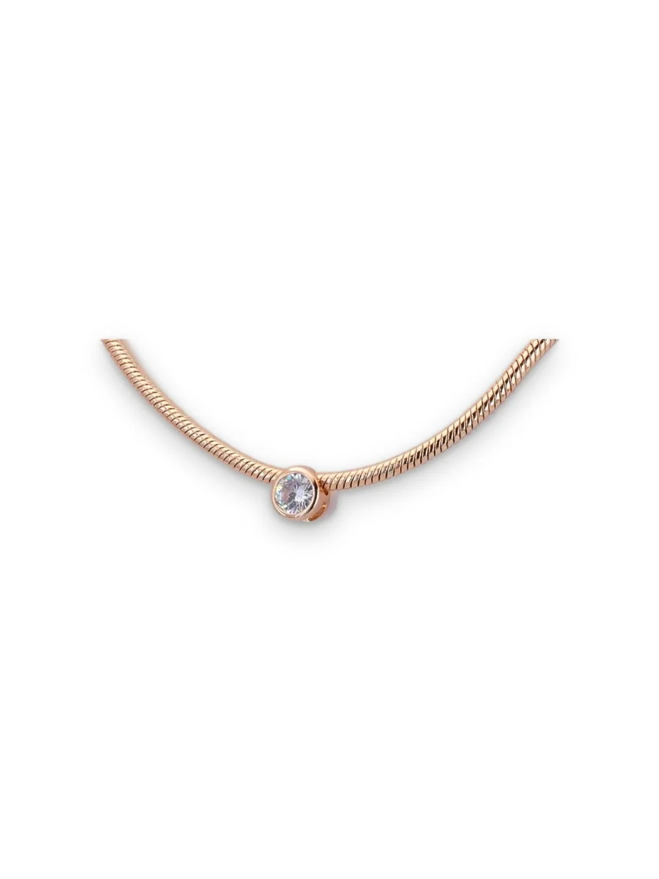 Цепь со вставкой, розовая позолота 18K, бижутерия, фото 6