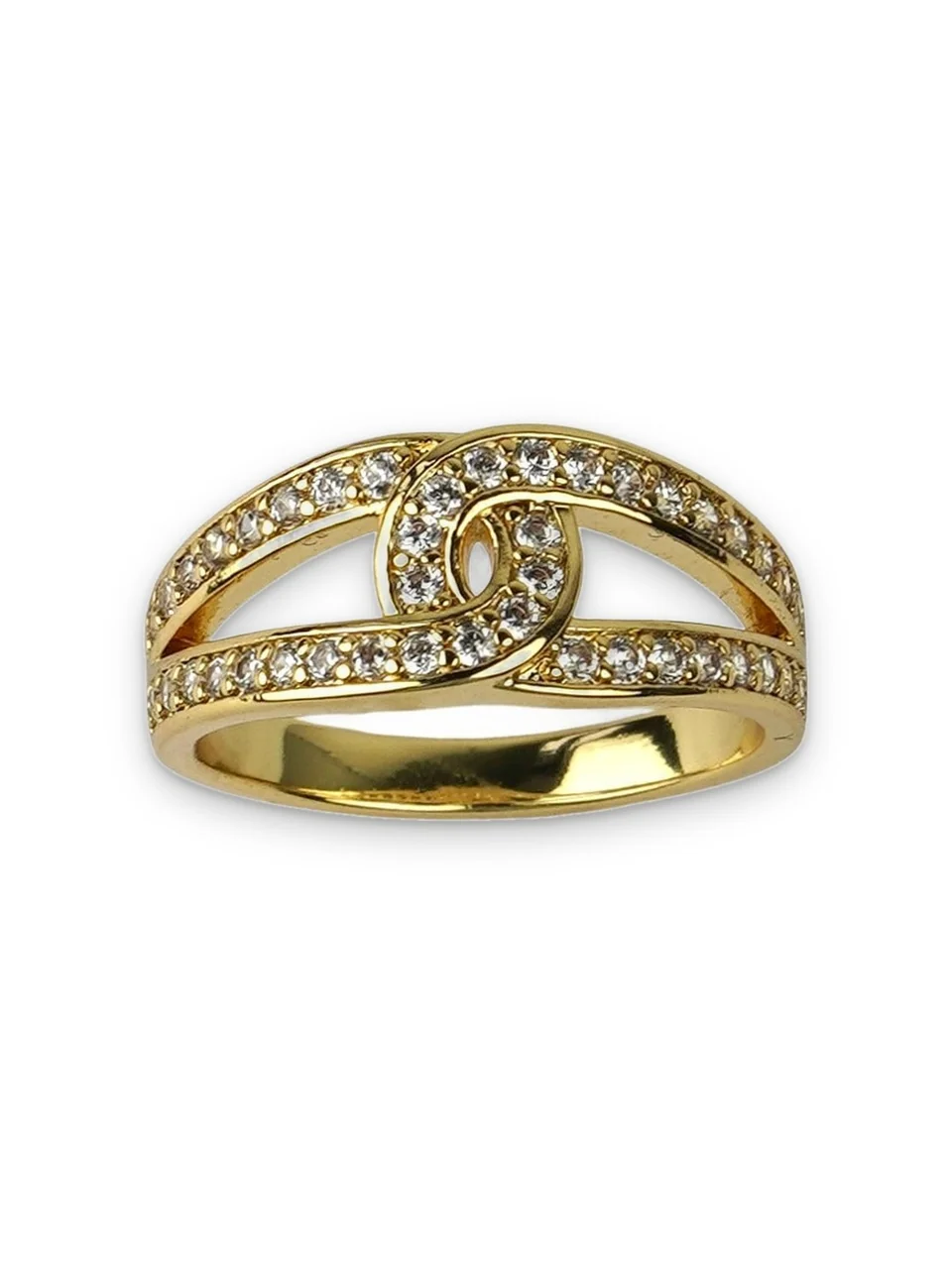Кольцо бижутерия с фианитом, позолота 18K желтое золото, фото 5