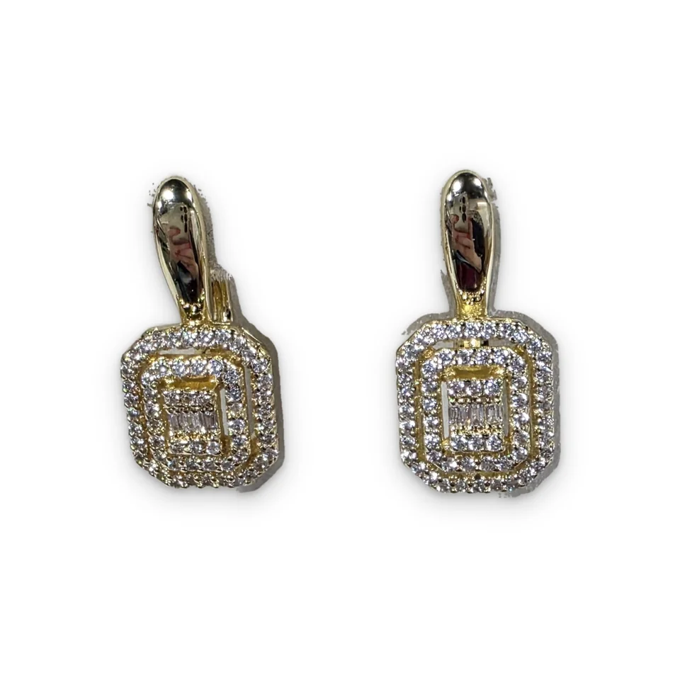 Ziraklar bijuteriya 18 karat pushti tilla yugurtirilgan oq tosh bilan, rasm 4