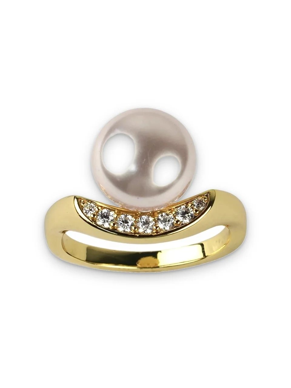 Кольцо бижутерия с фианитом, позолота 18K, фото 8