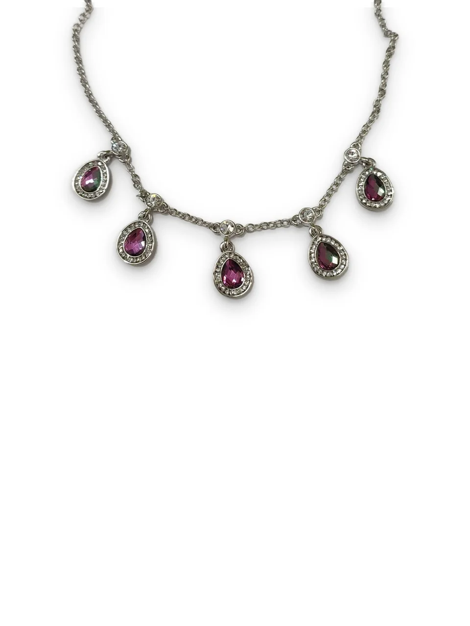 Колье бижутерия с фианитом, позолота белым золотом 18k, фото 3