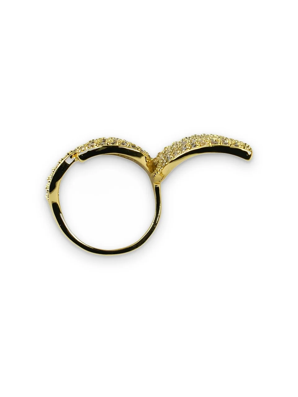 Кольцо бижутерия с фианитом, позолота 18K, фото 6