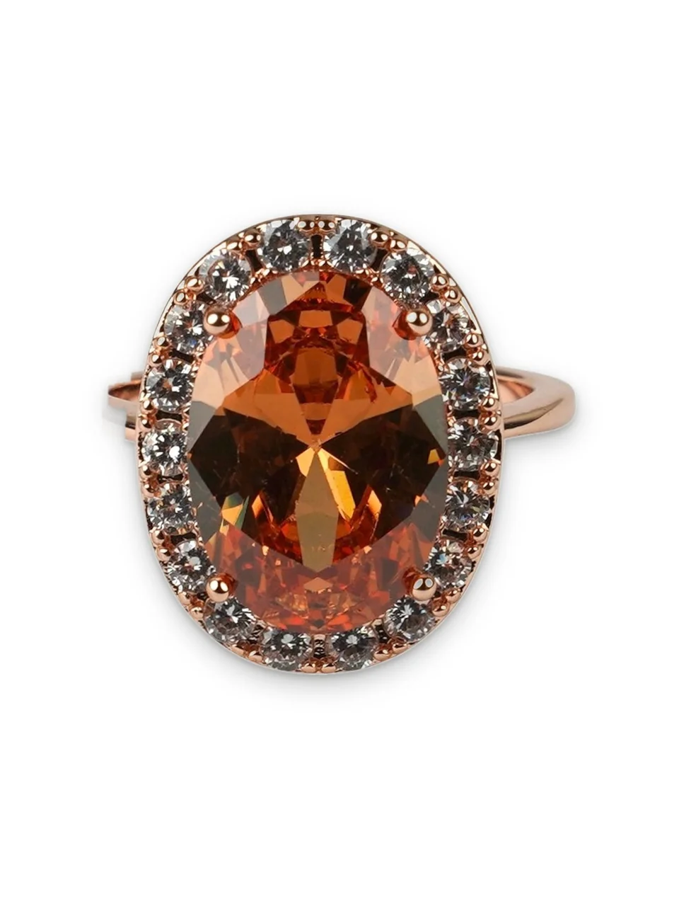 Кольцо бижутерия с фианитом, позолота 18K розового цвета, фото 6