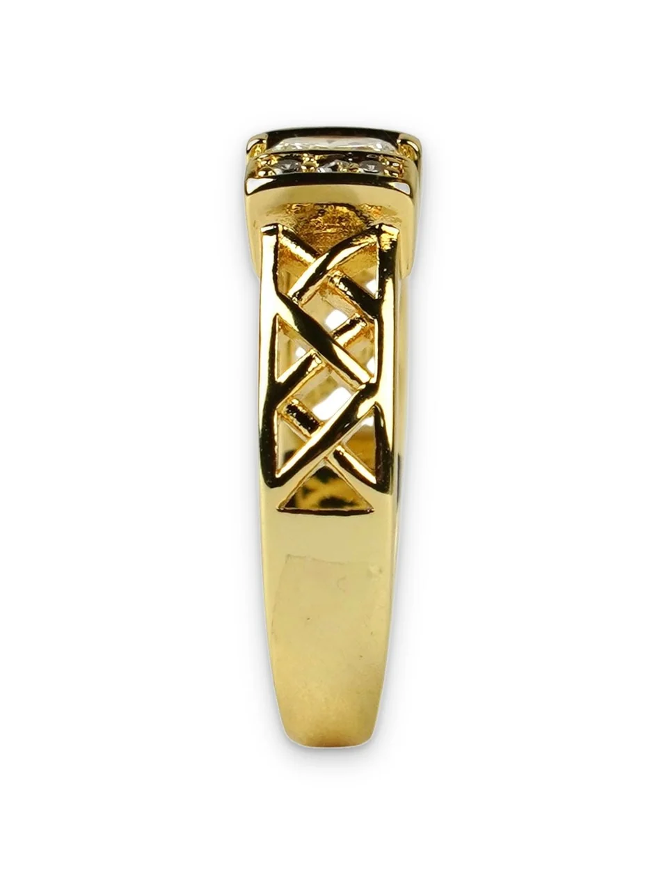 Кольцо бижутерия с фианитом, позолота 18K, фото 6