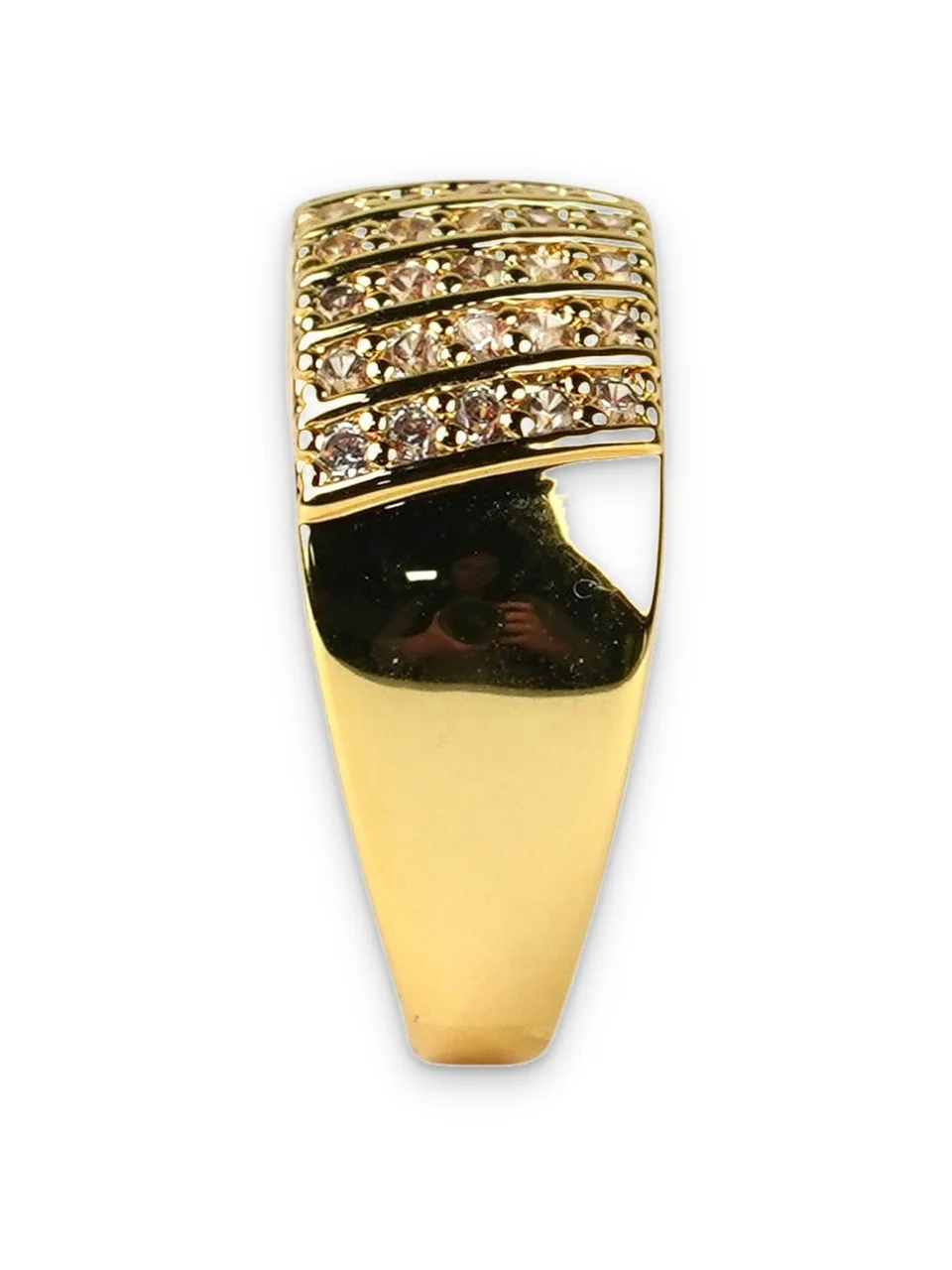 Кольцо бижутерия с фианитом, позолота 18K, фото 12