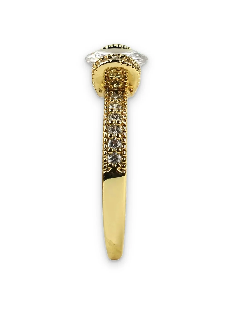 Кольцо бижутерия с фианитом, позолота 18K, фото 12