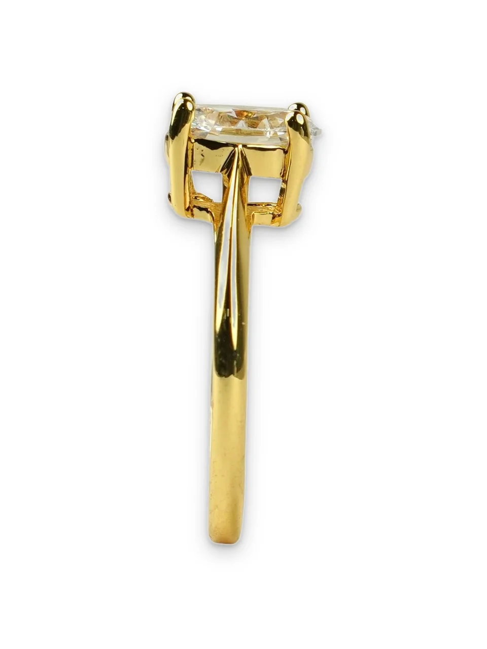 Кольцо бижутерия с фианитом, позолота 18K, фото 6