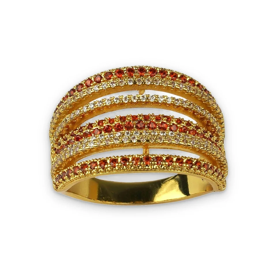 Кольцо бижутерия с фианитом, позолота 18K желтого цвета, фото 4