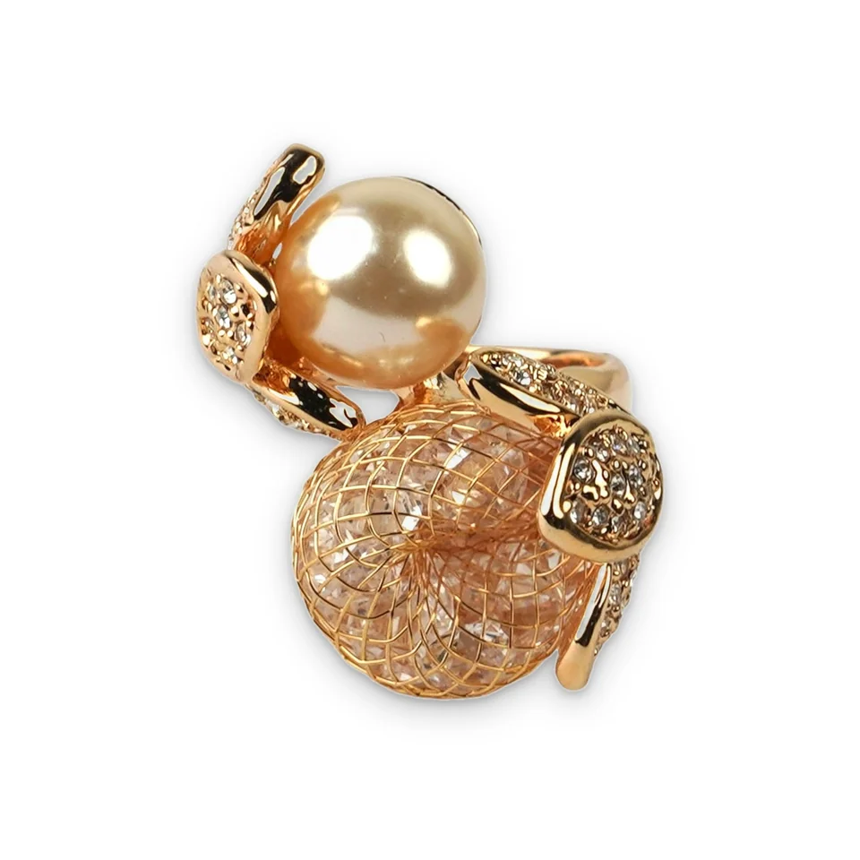 Кольцо бижутерия с кристаллом, позолота 18K, фото 6